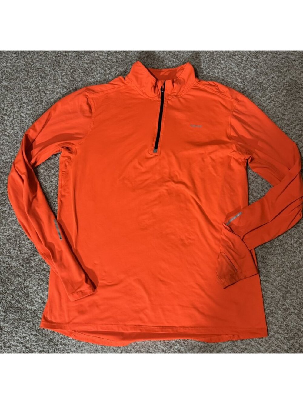 Hind Running Shirt Men's L (42-44) Orange 1/4 Zip Pullover Long Sleeve Athletic